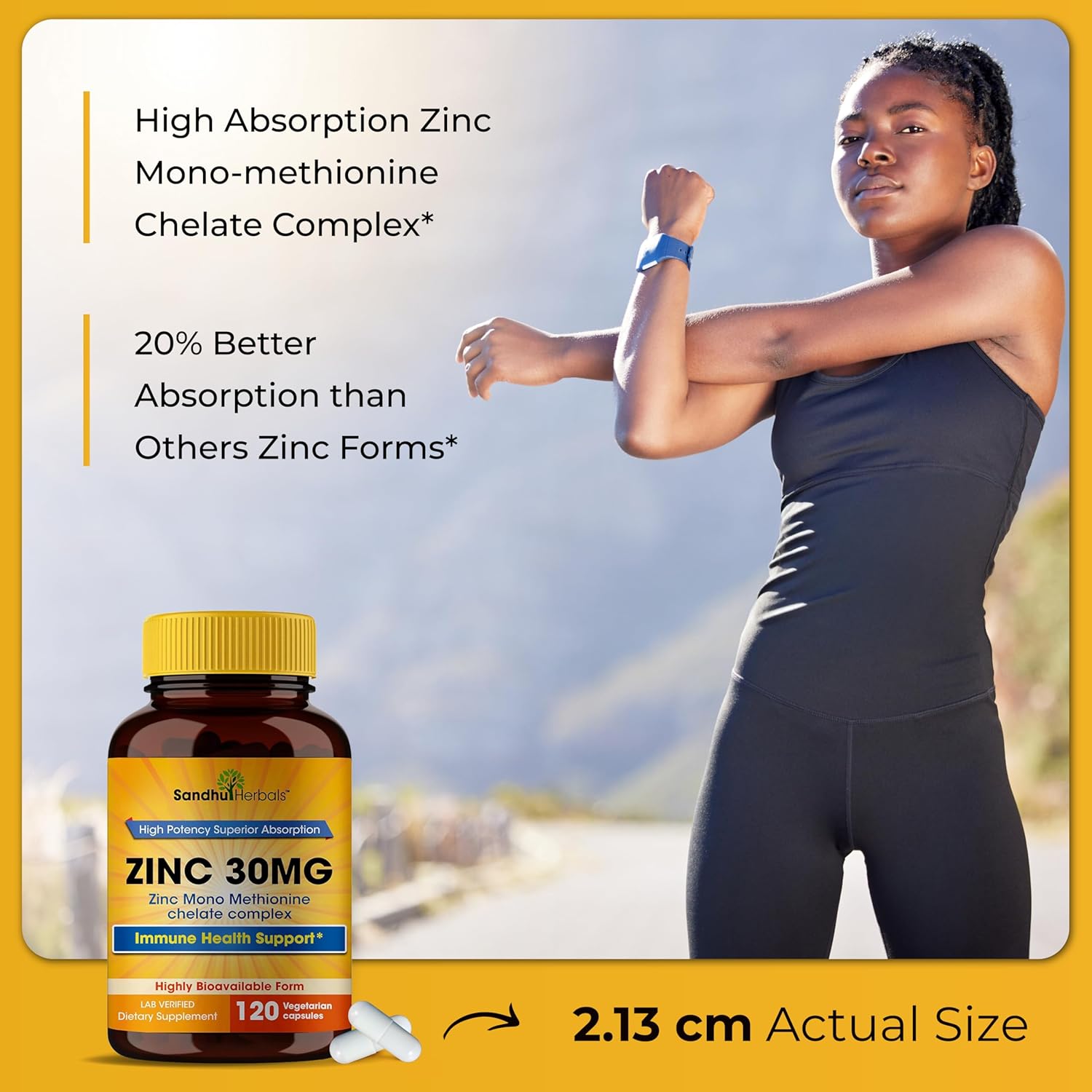 SANDHUHERBALS Zinc 30mg Capsules for Men & Women | 120 Count - Image 8