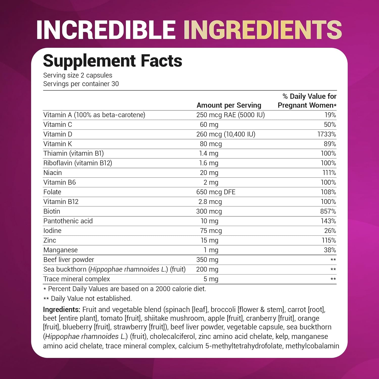 Dr. Berg Natural Prenatal Vitamins | Whole-Food Nutrient Matrix & Folate Support | 60 Capsules - Image 2