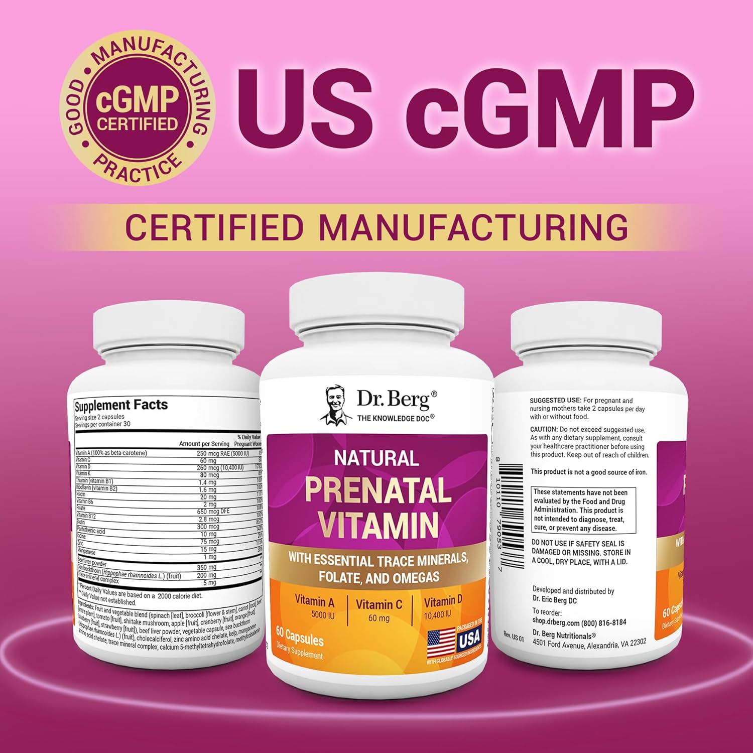 Dr. Berg Natural Prenatal Vitamins | Whole-Food Nutrient Matrix & Folate Support | 60 Capsules - Image 4