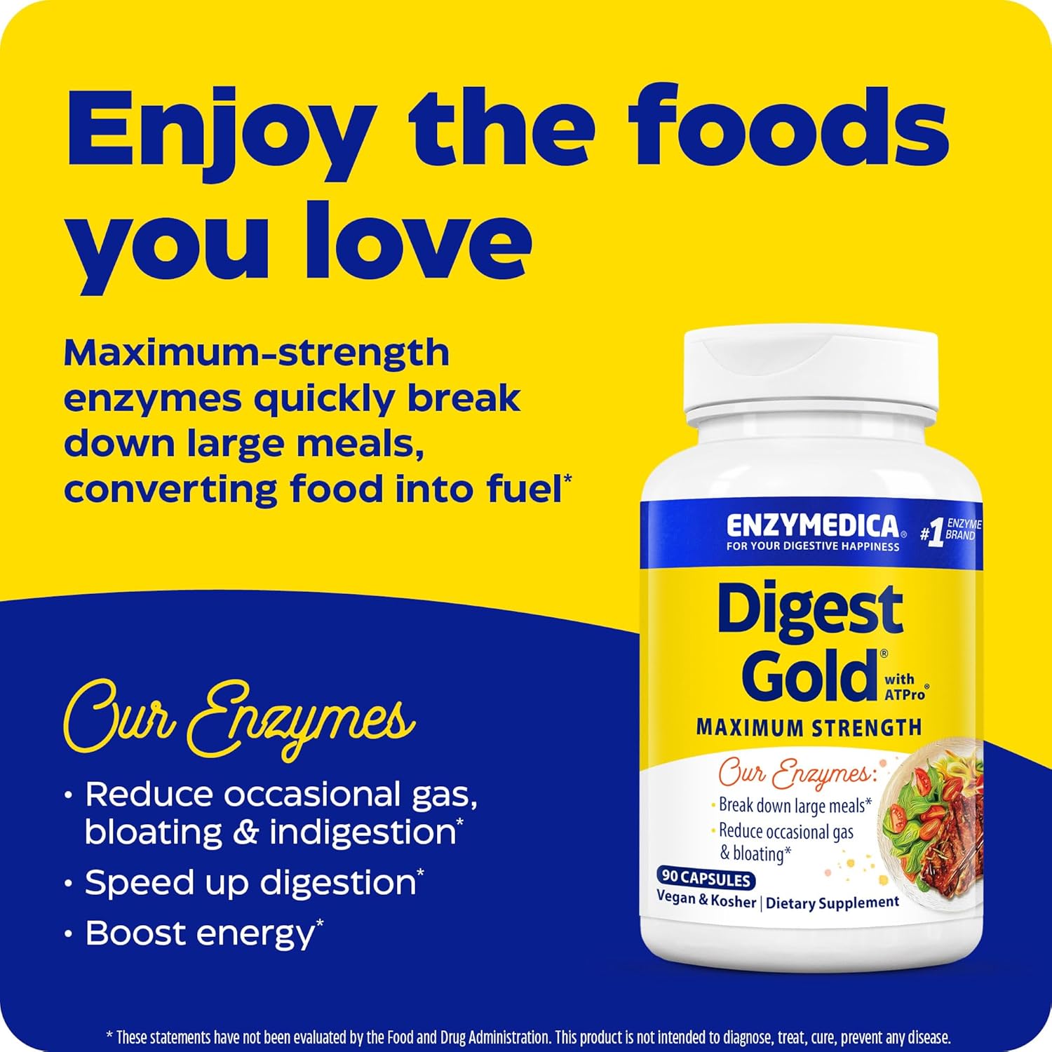 Enzymedica Digest Gold + ATPro, Maximum Strength Enzyme Formula Prevents Bloating and Gas | 90 Capsules - Image 4