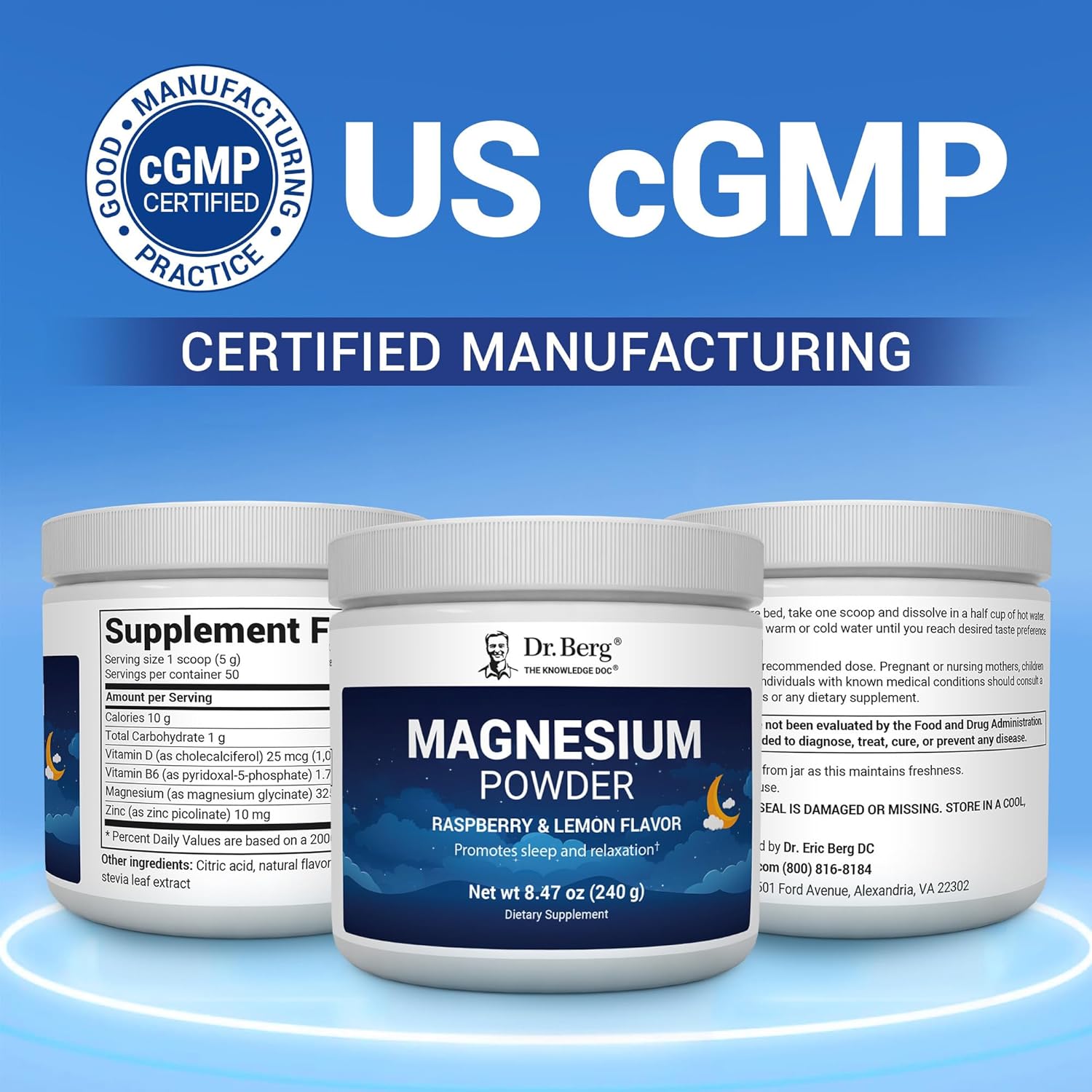 Dr. Berg Magnesium Glycinate Powder | With D3 & Zinc | 50 Servings | Delicious Raspberry & Lemon Flavor - Image 5
