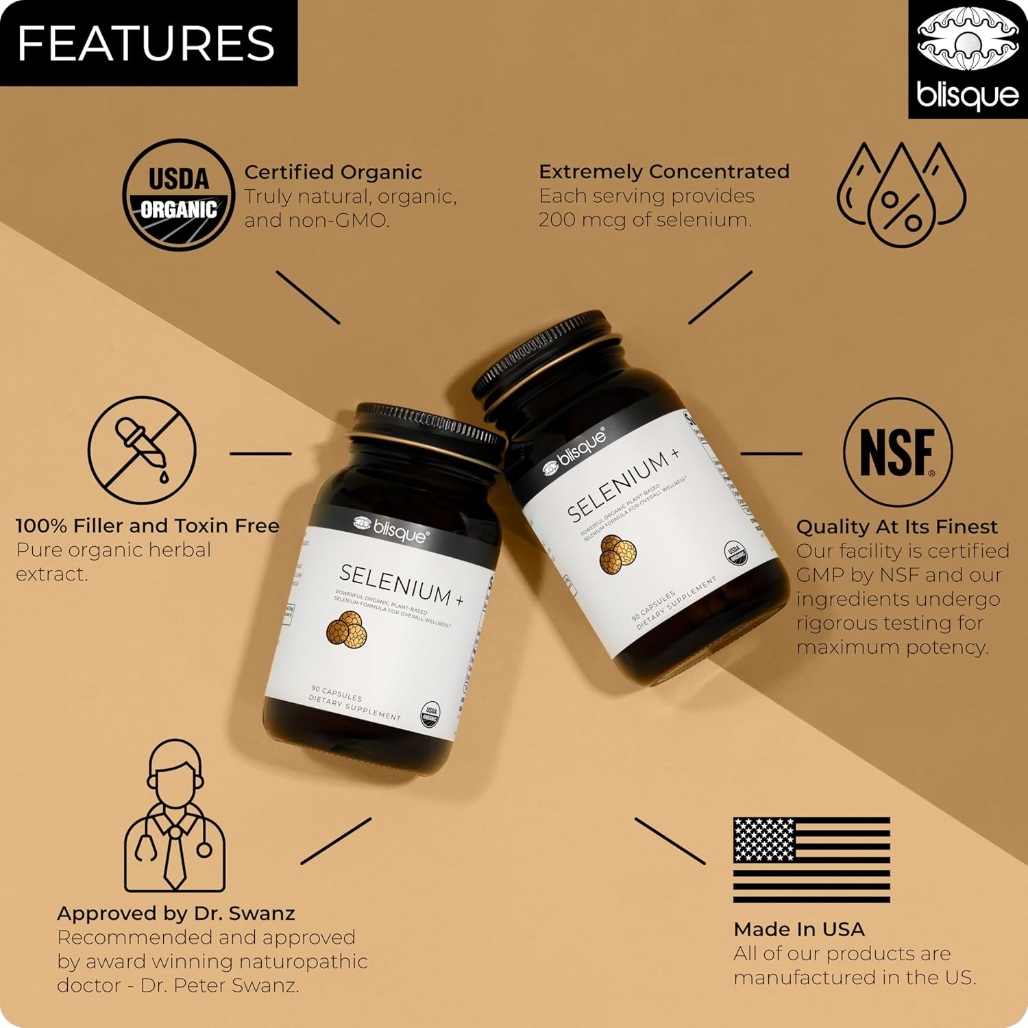 Blisque - Organic Selenium for Thyroid Support, Immune System, and Heart Health | with Organic Mustard Seeds | Authentic and Natural | 90 Capsules - Image 9