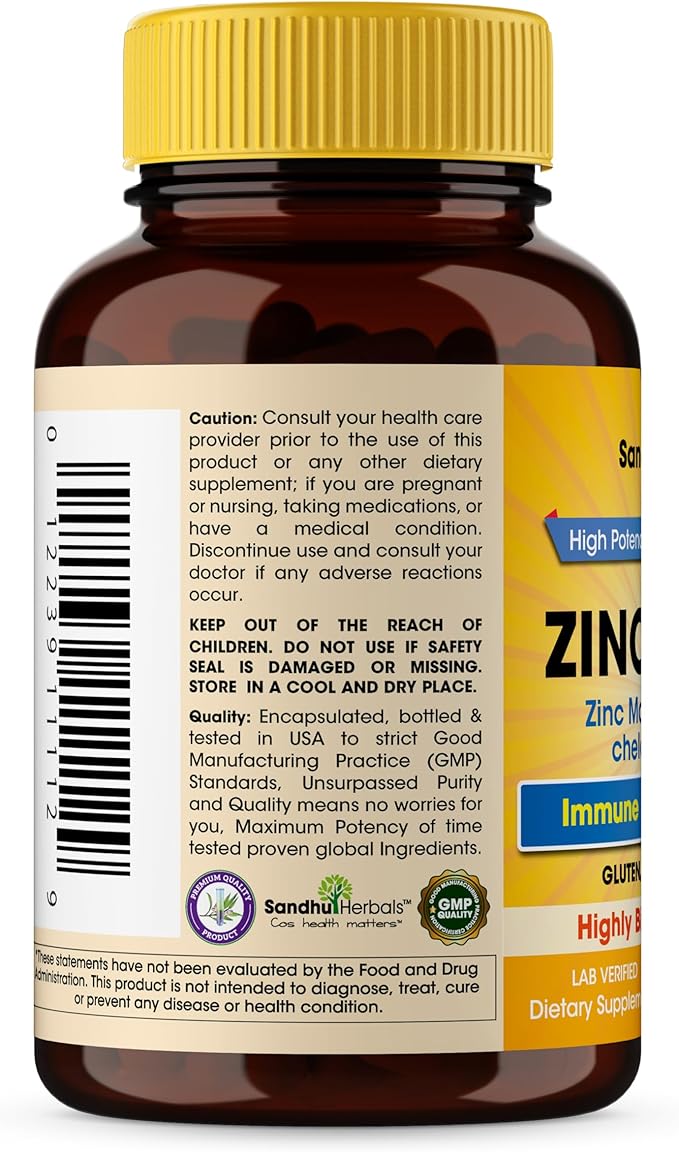 SANDHUHERBALS Zinc 30mg Capsules for Men & Women | 120 Count - Image 7