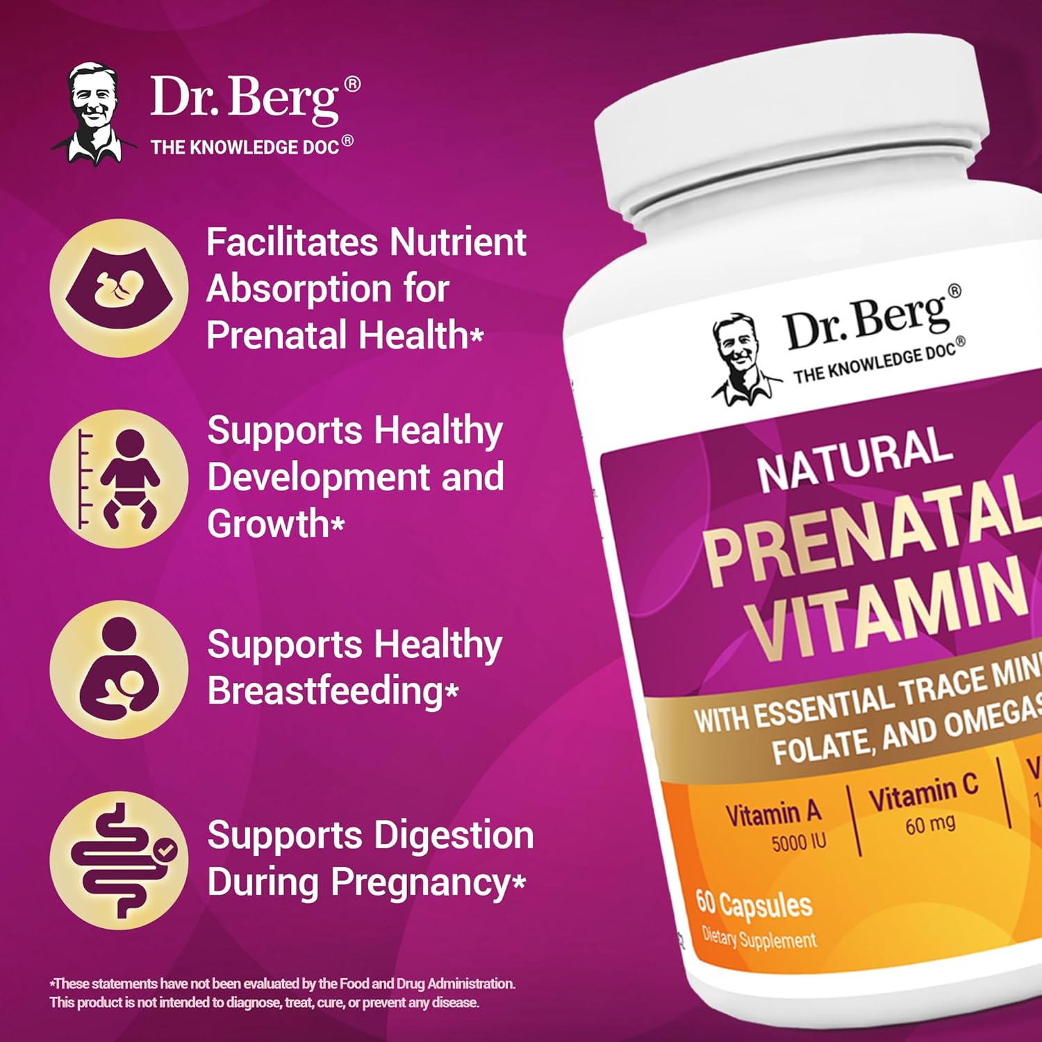 Dr. Berg Natural Prenatal Vitamins | Whole-Food Nutrient Matrix & Folate Support | 60 Capsules - Image 5