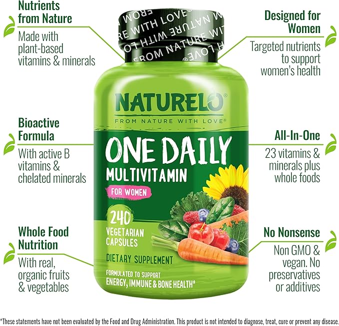 NATURELO One Daily Multivitamin for Women w/Vitamin B12, 240 Capsules - Image 4