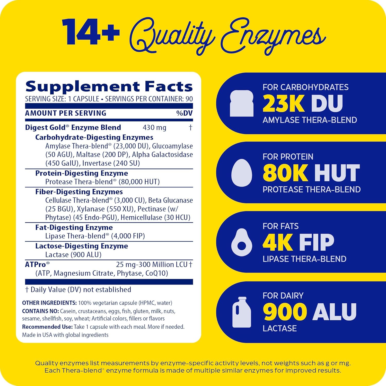 Enzymedica Digest Gold + ATPro, Maximum Strength Enzyme Formula Prevents Bloating and Gas | 90 Capsules - Image 2