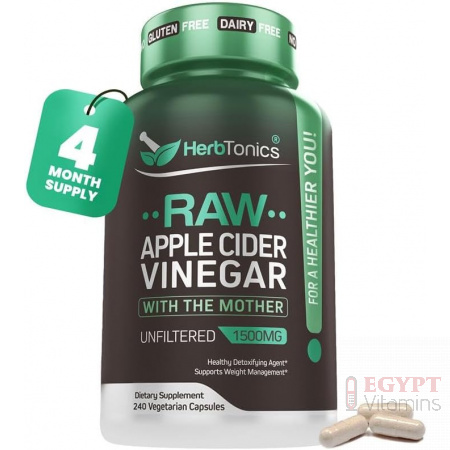 Herbtonics Raw Apple Cider Vinegar ( ACV ) Capsules (1500mg) | 240 Count