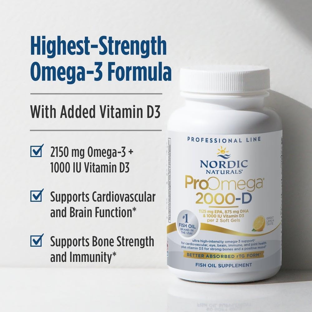 Nordic Naturals ProOmega 2000-D | Clinical Strength Cardiovascular & Immune Support | 120 Soft Gels - Image 3