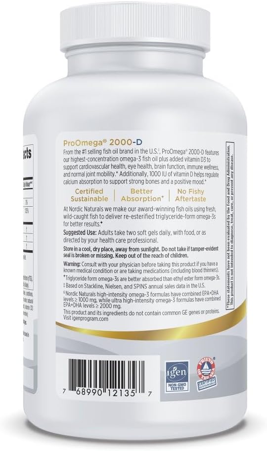 Nordic Naturals ProOmega 2000-D | Clinical Strength Cardiovascular & Immune Support | 120 Soft Gels - Image 5