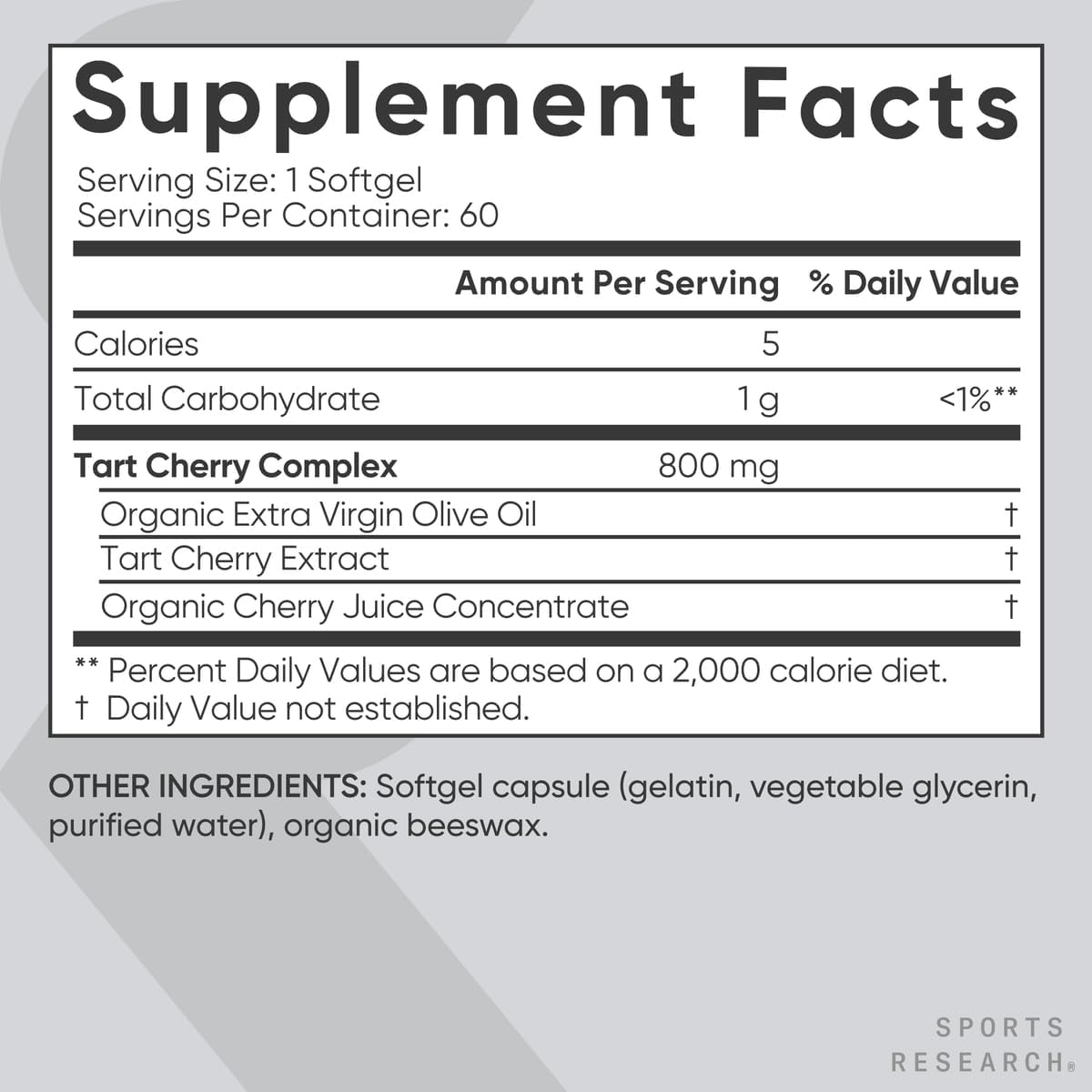 Sports Research Tart Cherry | 60 Liquid Softgels - Image 2