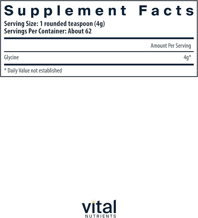 Vital Nutrients Glycine Powder 250 Grams | Supports Sleep Quality - Image 2