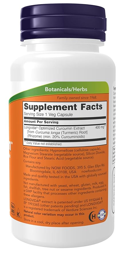 NOW Supplements CurcuBrain™ 400 mg | Supports Cognitive Function | 50 Capsules - Image 2