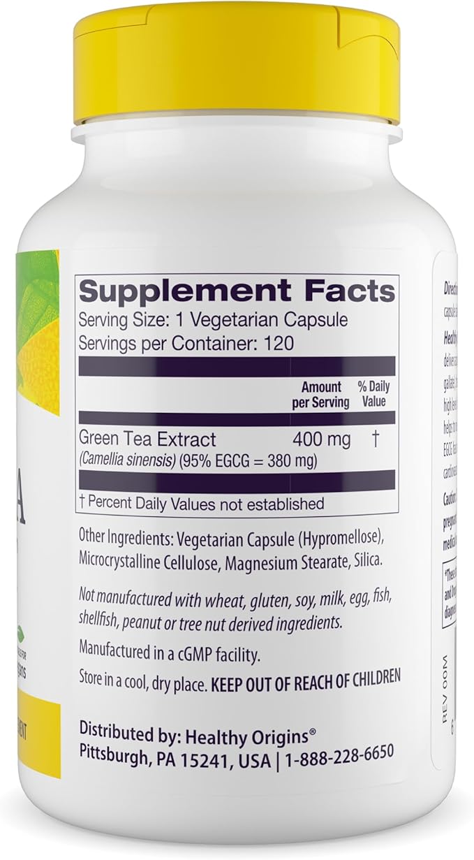 Healthy Origins Green Tea Extract 400mg | 120 Capsules - Image 2