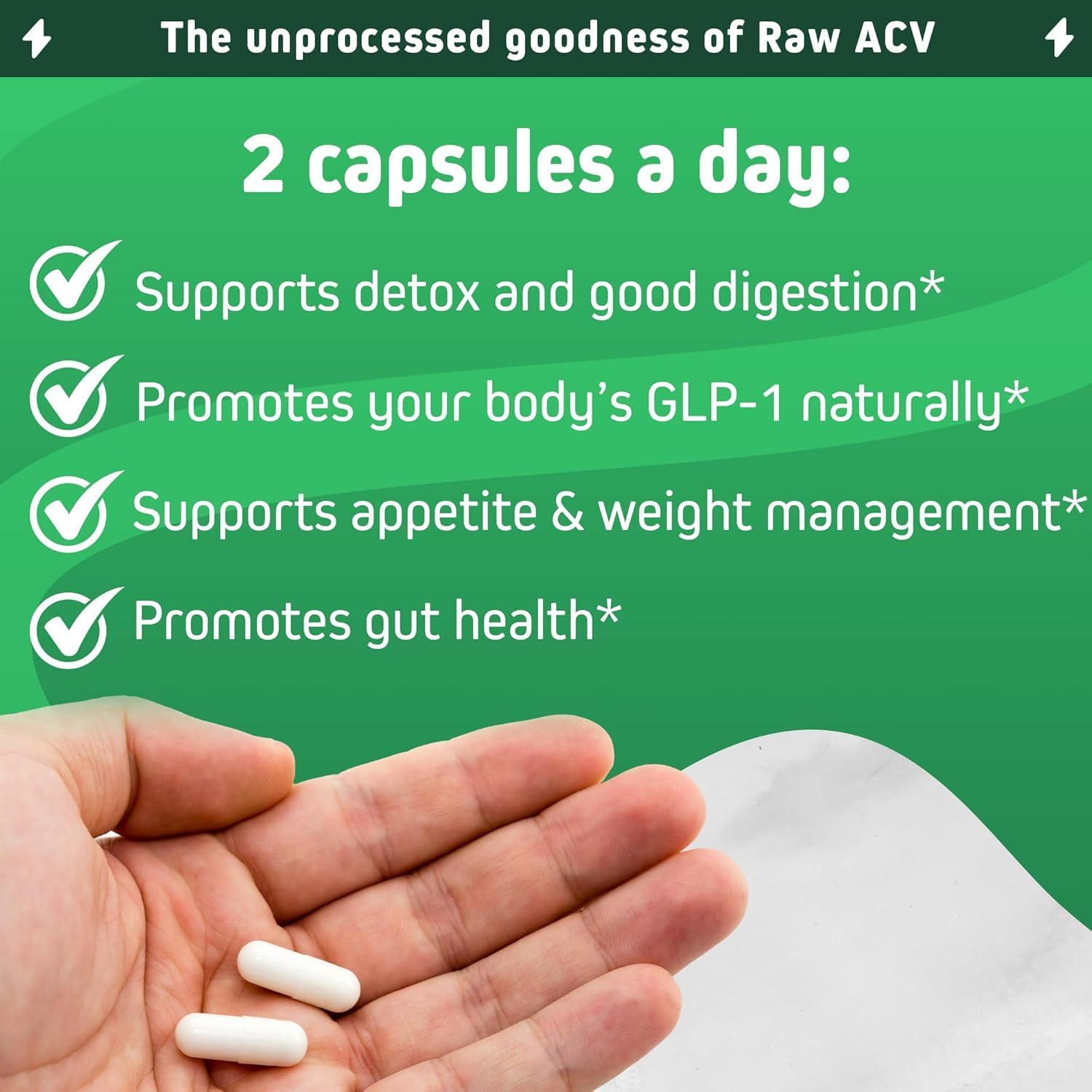 Herbtonics Raw Apple Cider Vinegar ( ACV ) Capsules (1500mg) | 240 Count - Image 5