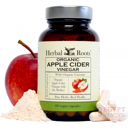 Herbal Roots Organic Apple Cider Vinegar + Cayenne | 650mg | 60 Vegan Capsules
