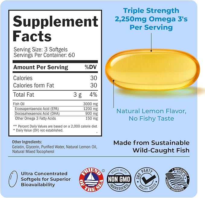 BioSchwartz Omega 3 Fish Oil, 180 Softgels - Image 2