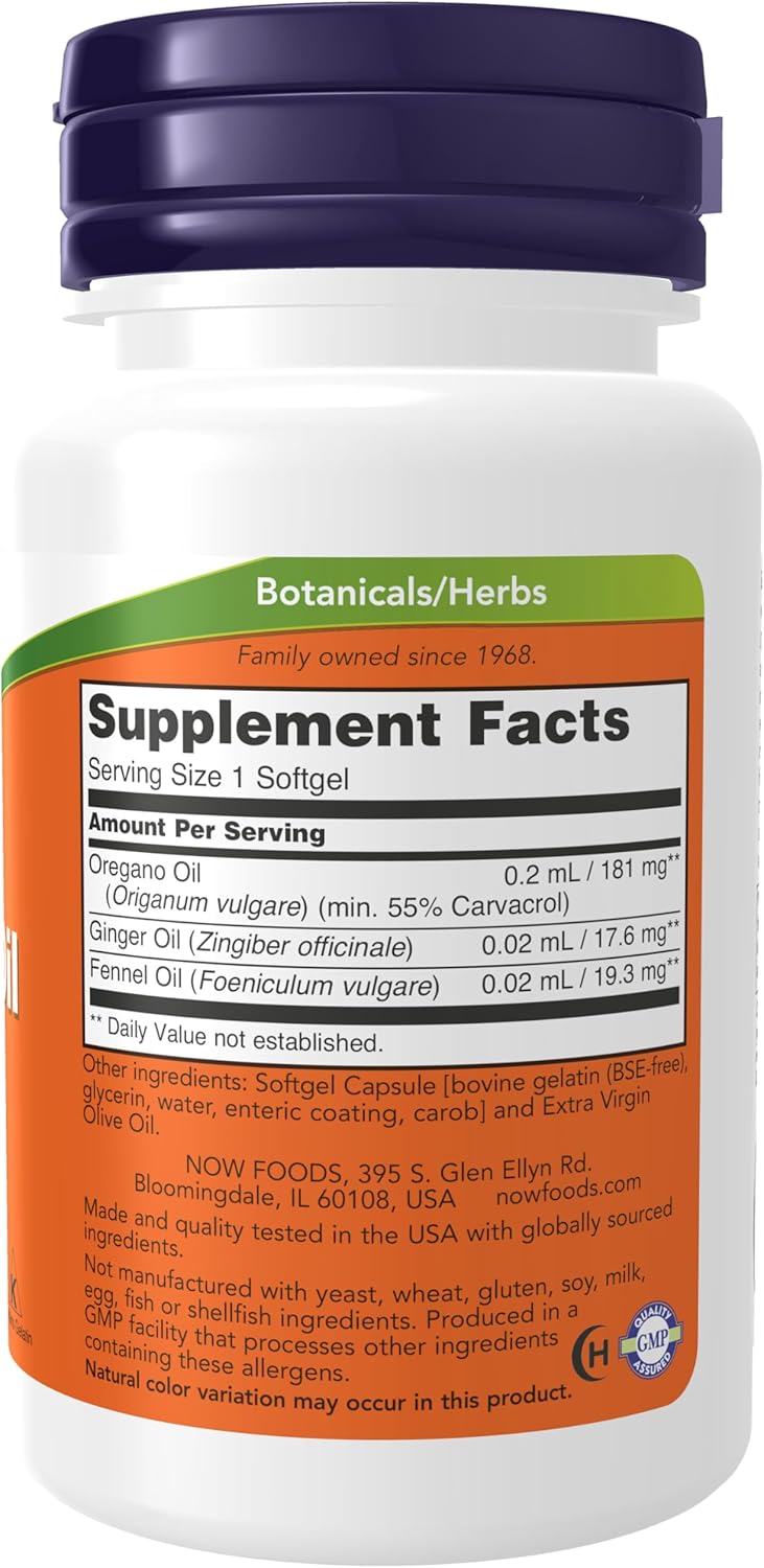 NOW Foods Oregano Oil with Ginger and Fennel Oil | Supports Intestinal Microbial Balance | 90 Softgels - Image 2