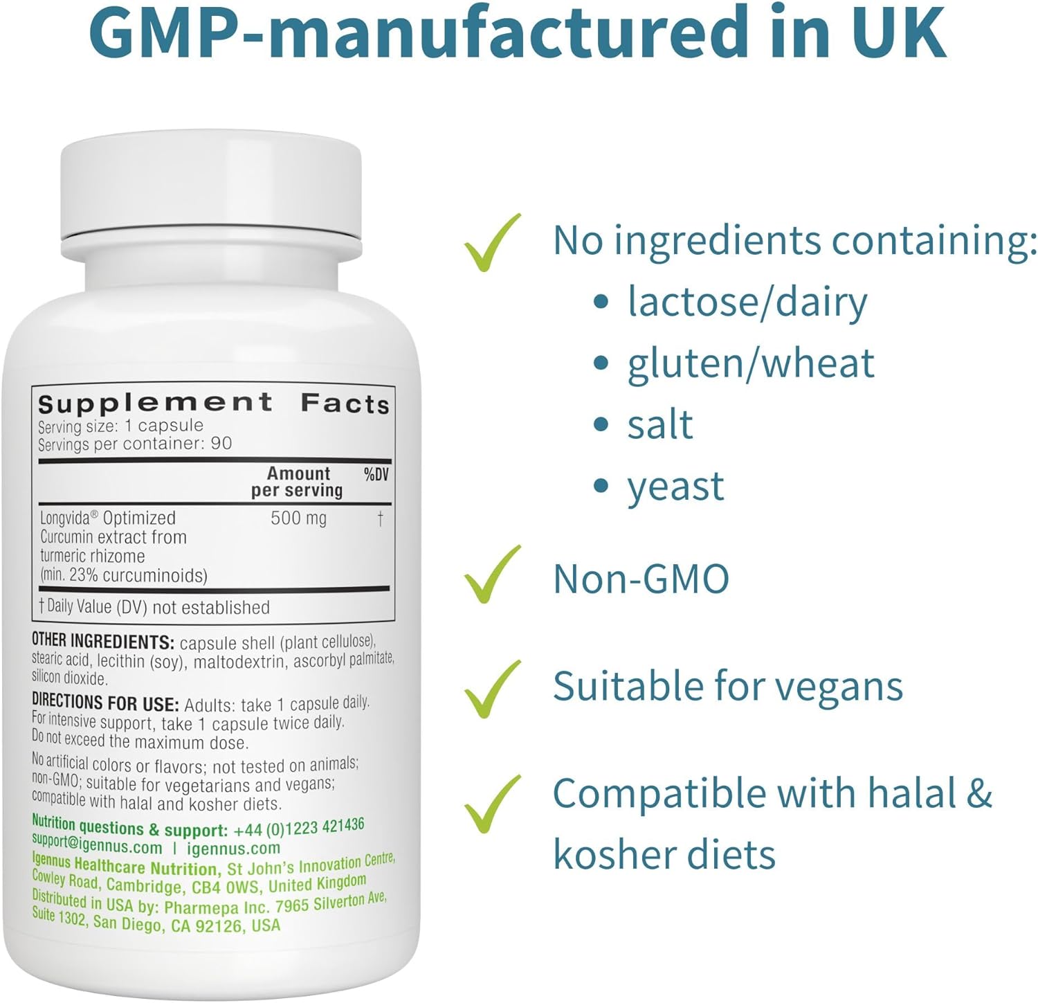 Igennus Longvida Lipidated Curcumin 500mg | 90 Caps - Image 3