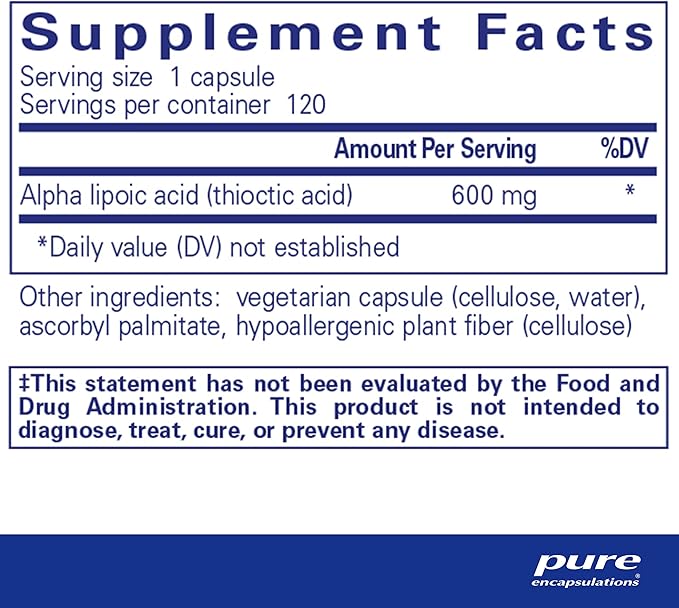 Pure Encapsulations Alpha Lipoic Acid 600 mg | Universal Antioxidant |120 Capsules - Image 2
