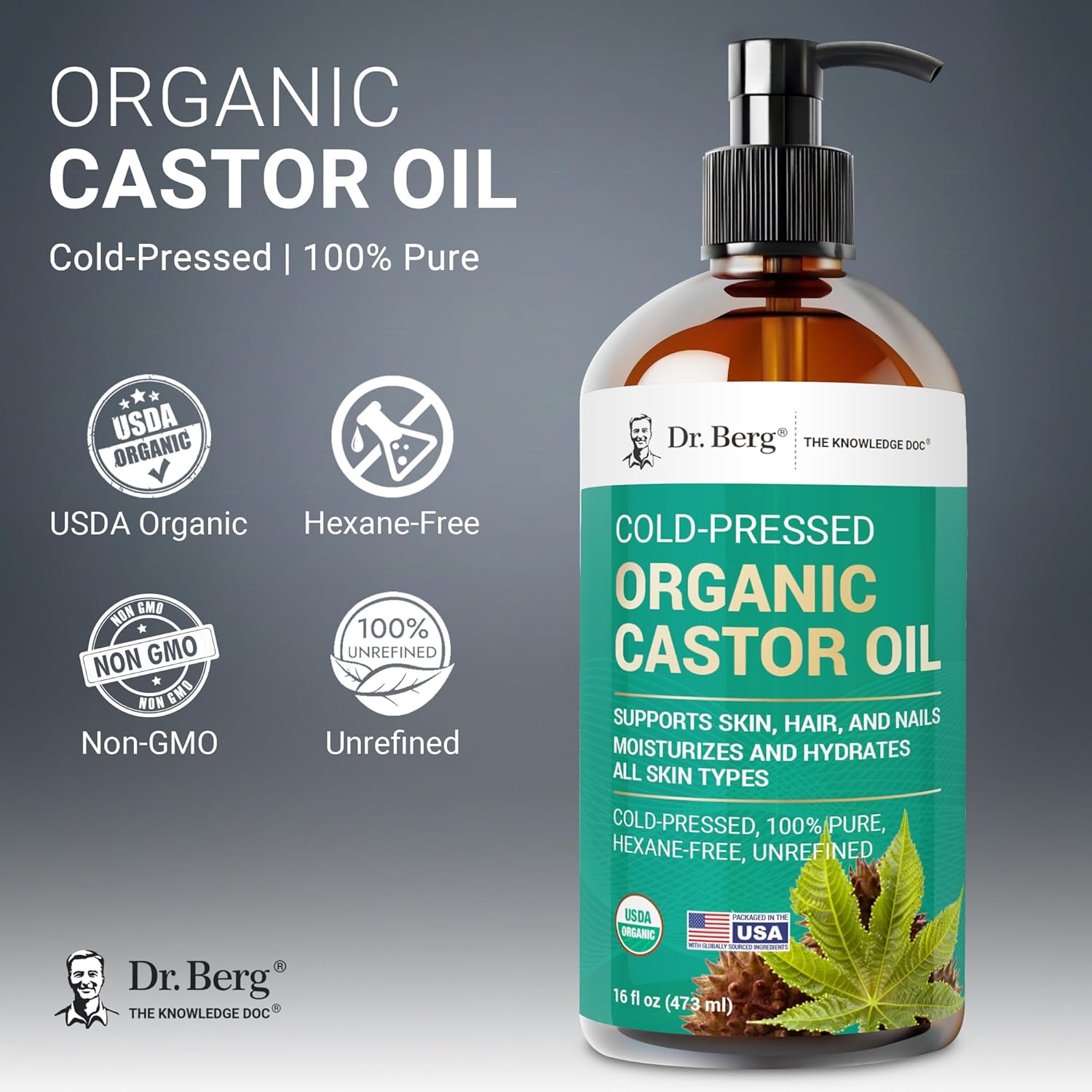Dr. Berg Organic Castor Oil | Deep Skin Hydration & Wellness Support | 473ml - Image 3