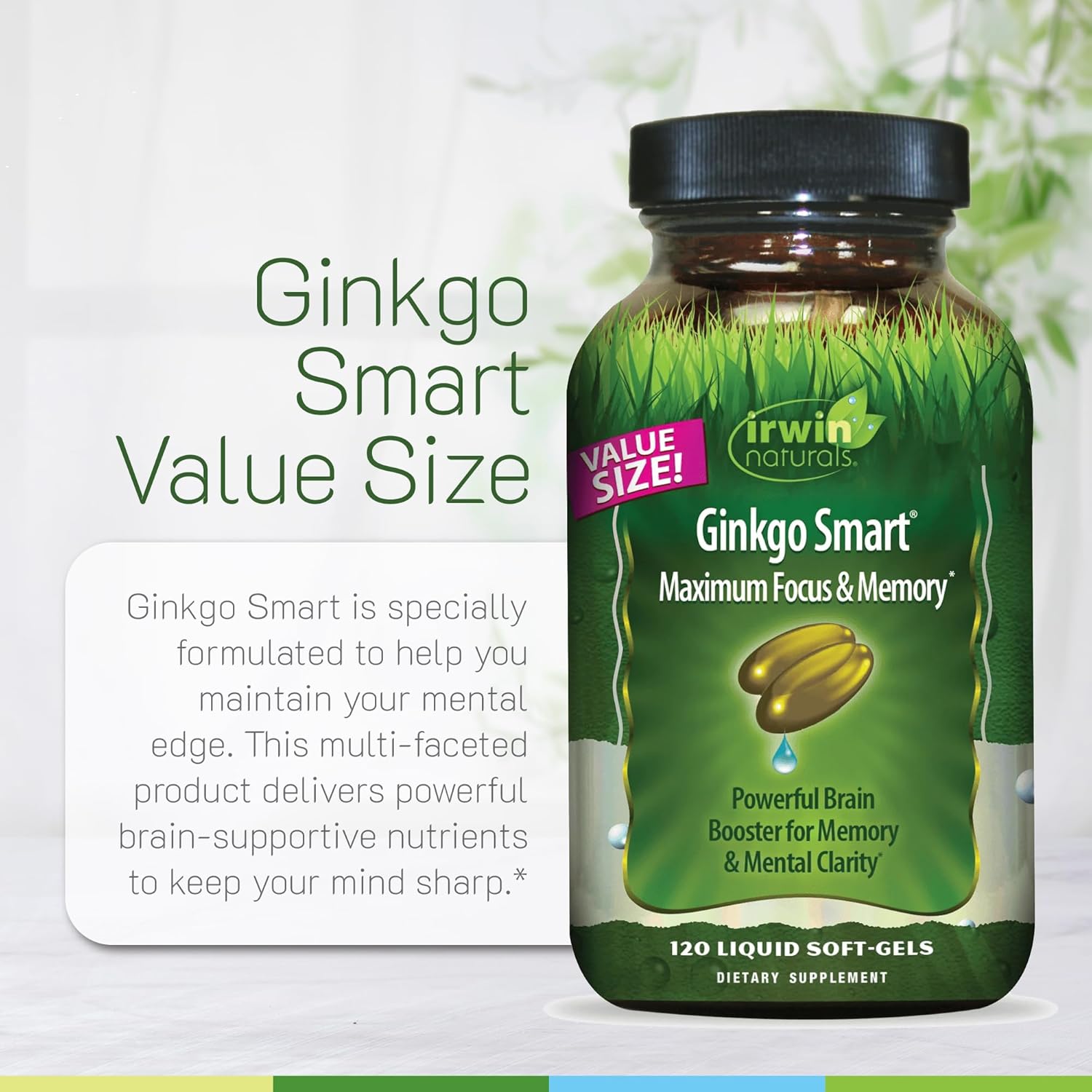 Irwin Naturals Ginkgo Smart | Cognitive Support | 120 Liquid Soft-Gels - Image 4