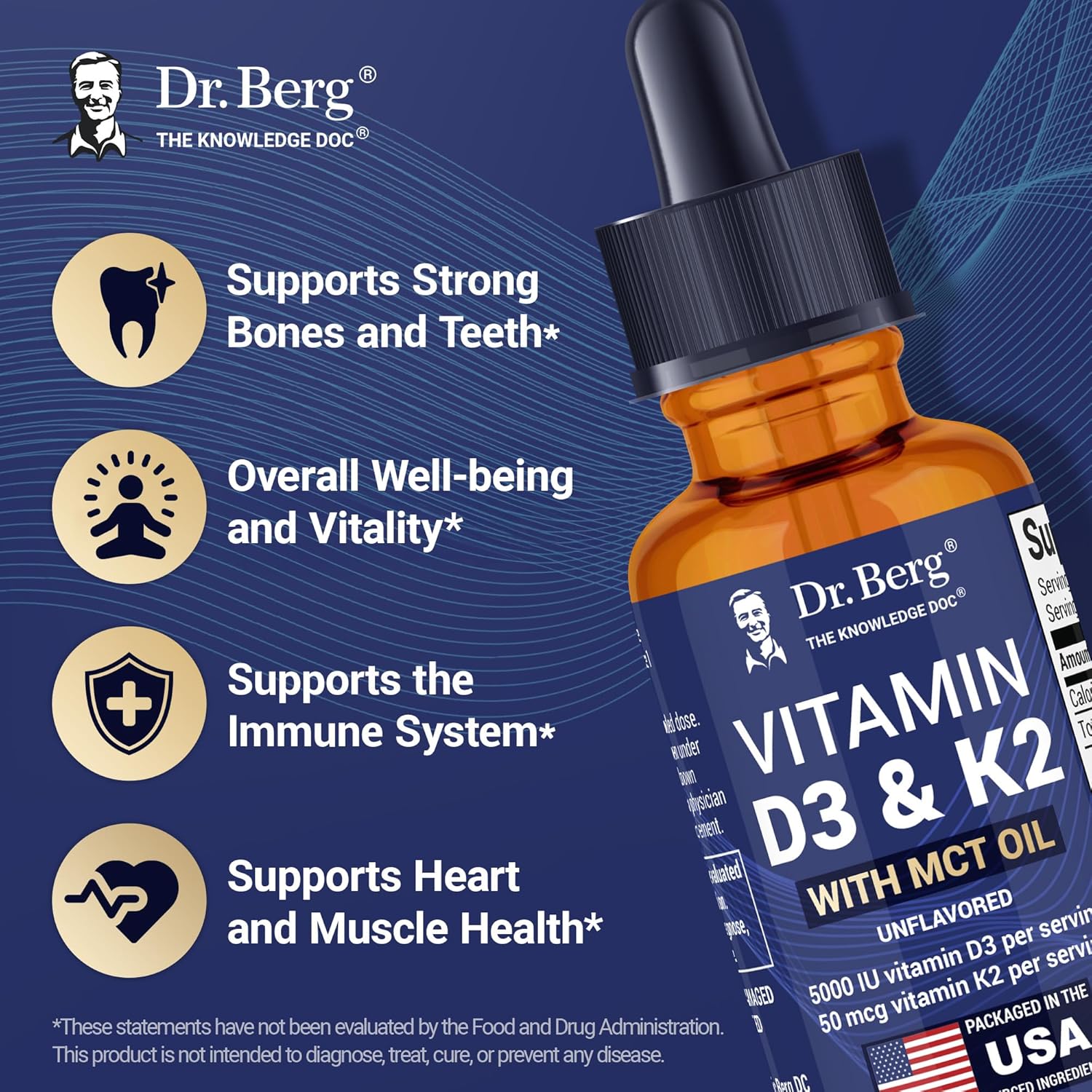 Dr. Berg Maximum Strength Vitamin D3 K2 Liquid Drops | Supports Bone Mineralization | 30 ml - Image 4