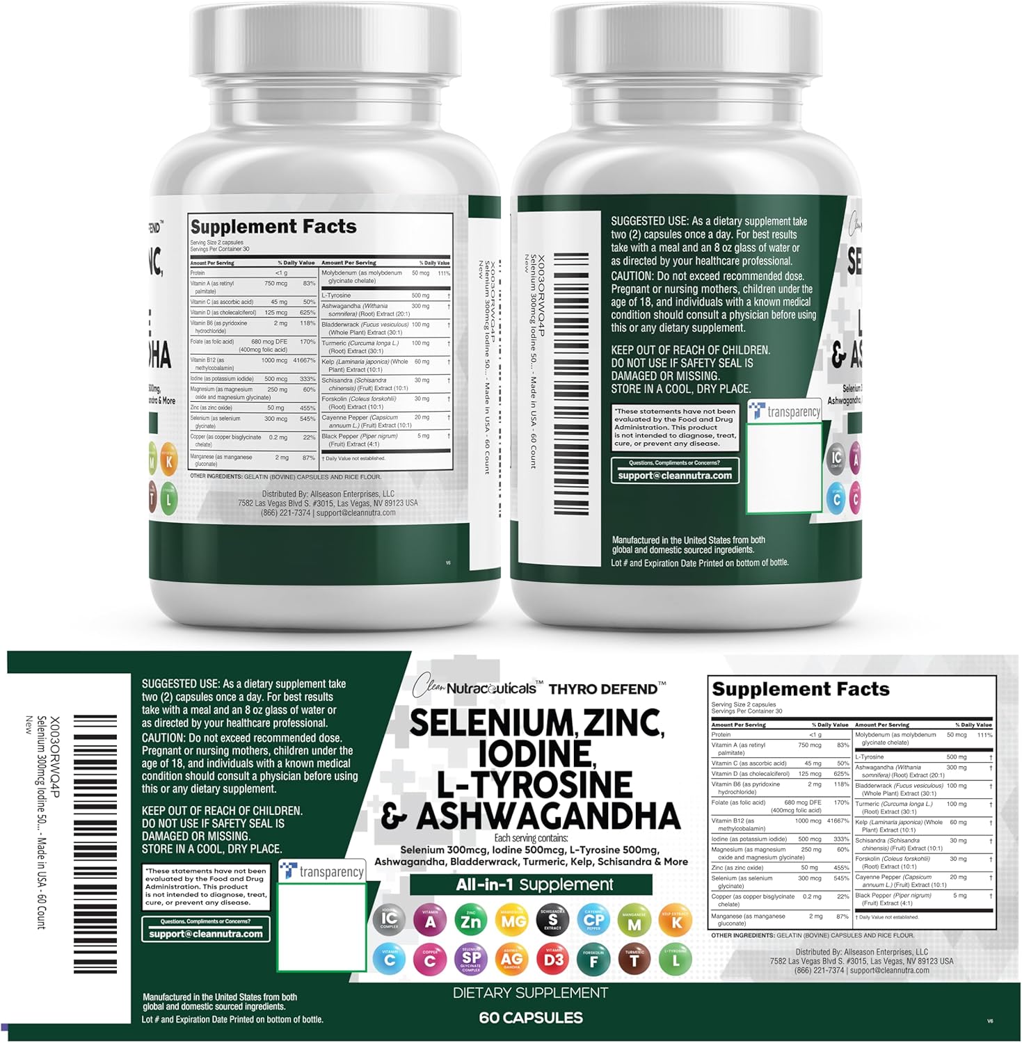 Clean Nutra Selenium 300mcg & Iodine 500mcg | Thyroid & Metabolic Synergy | 60 Capsules - Image 3