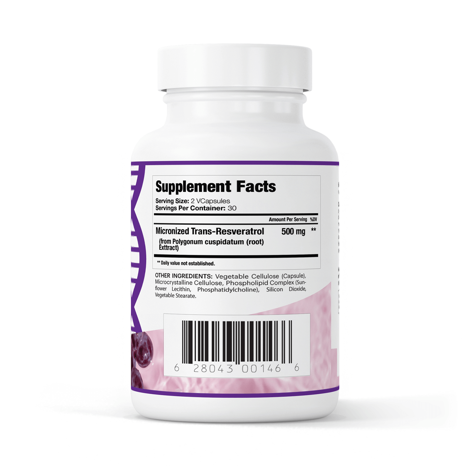 GenuinePurity™ Trans-Resveratrol 1000 mg | Supports Cardiovascular | 60 Capsules - Image 2