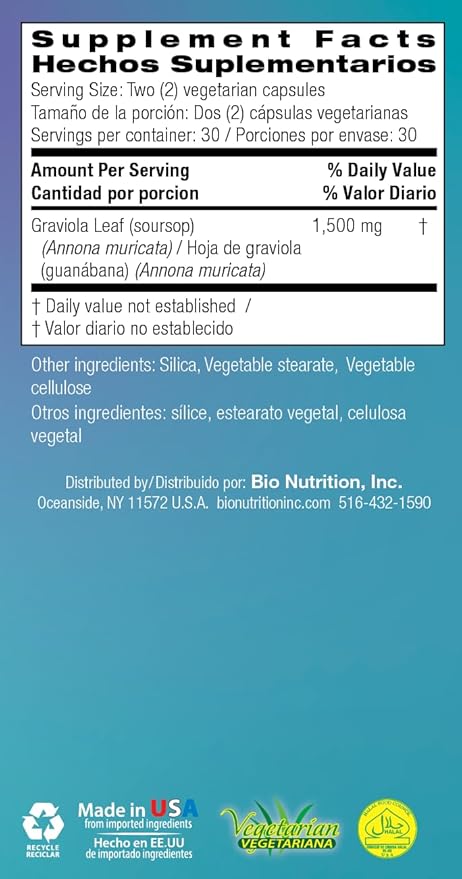 Bio Nutrition Graviola 60 Capsules | Cellular Defense & Immune Support - Image 2