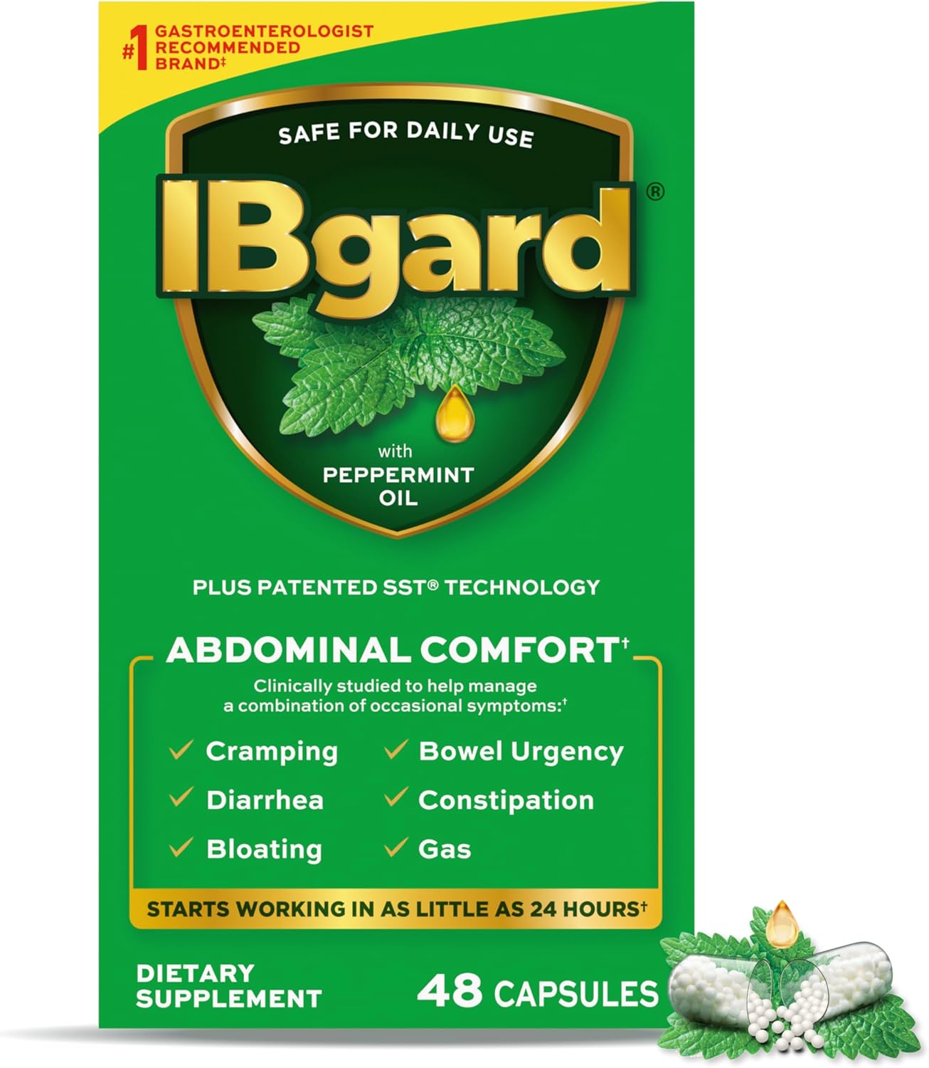 IBgard Gut Health Supplement | Peppermint Oil for Abdominal Comfort | 48 Capsules