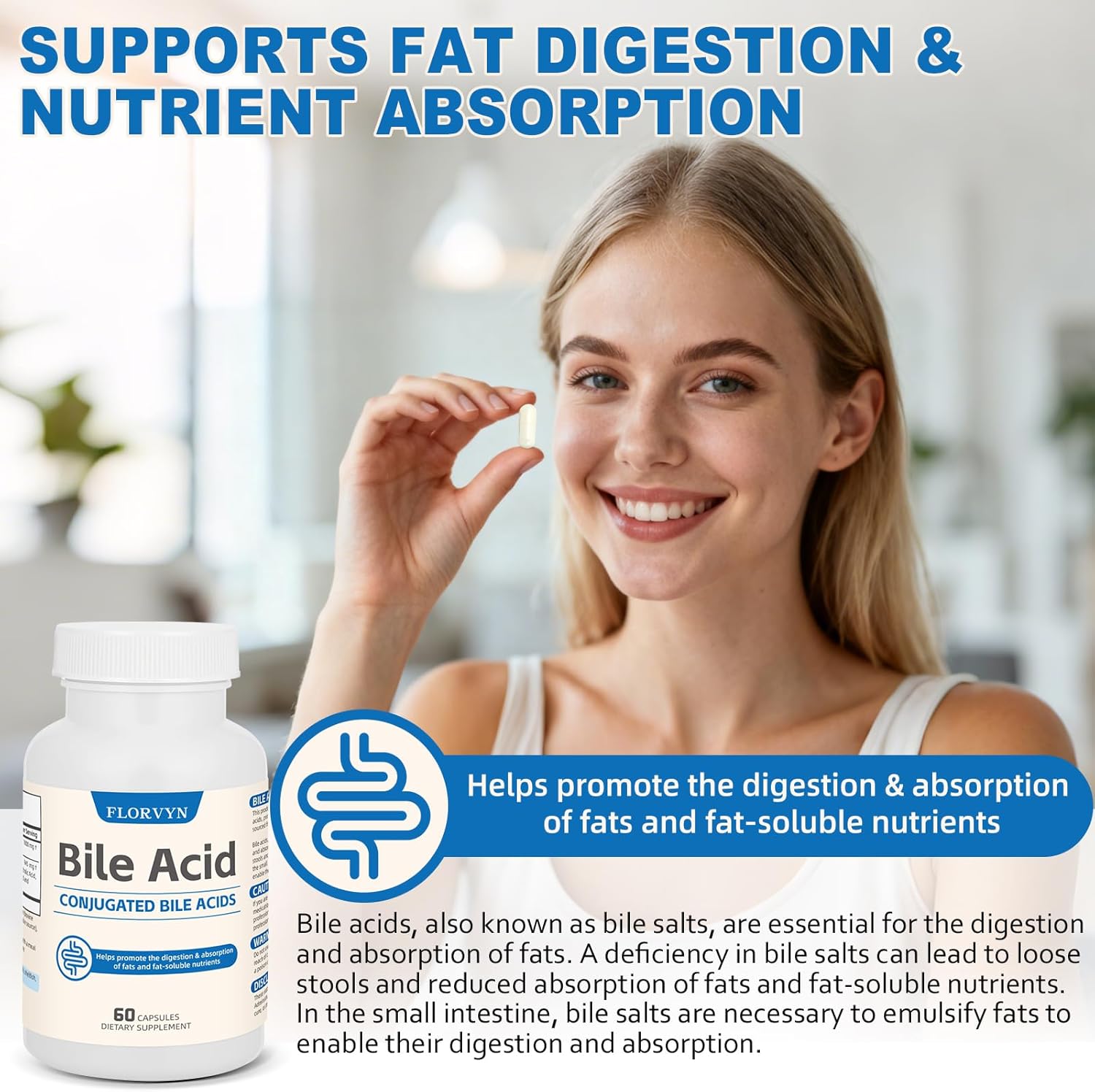 Florvyn Conjugated Bile Acid 1000mg | 60 Capsules - Image 5
