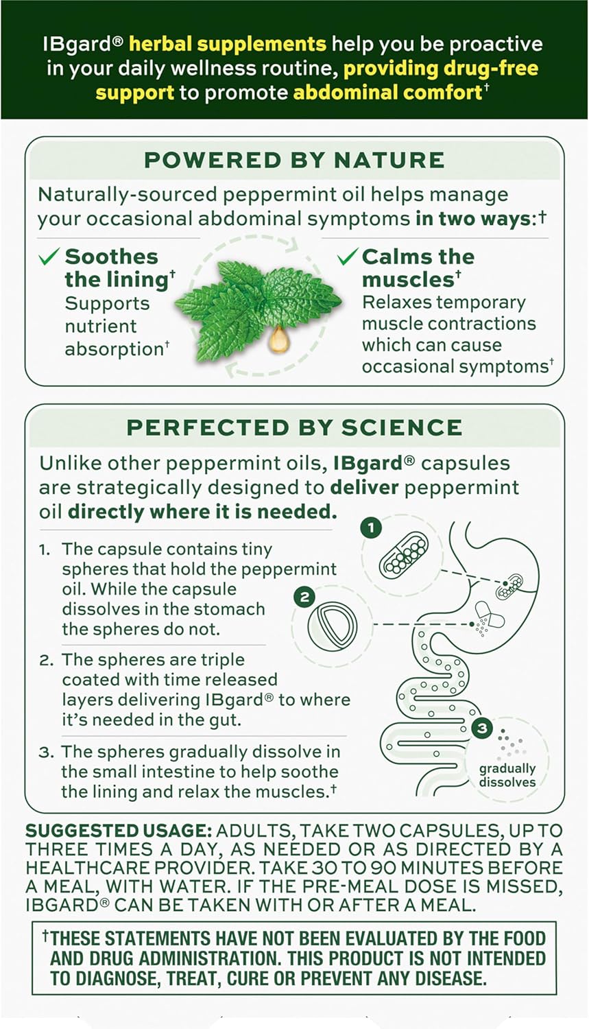 IBgard Gut Health Supplement | Peppermint Oil for Abdominal Comfort | 48 Capsules - Image 3