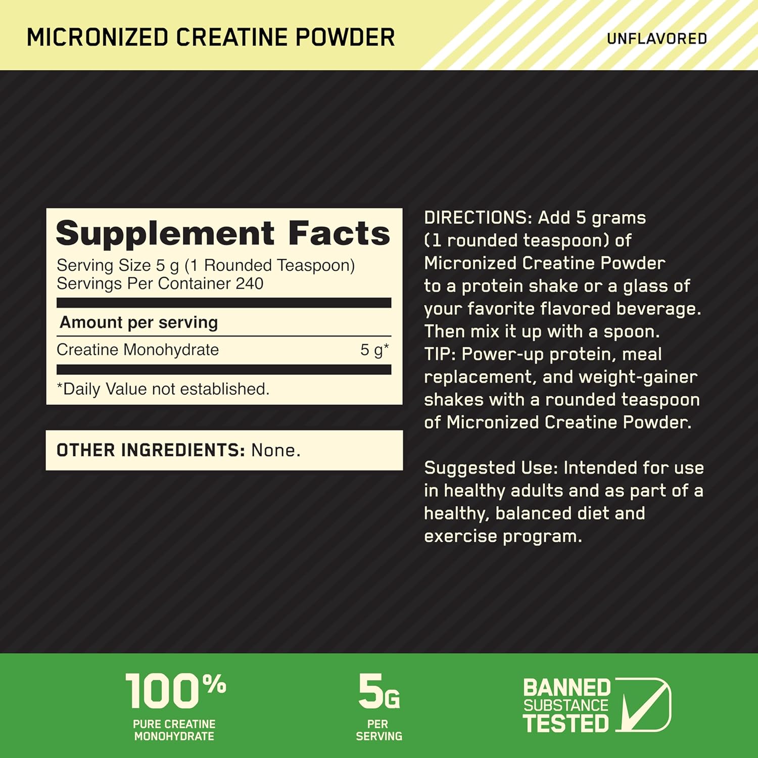Optimum Nutrition Micronized Creatine Powder | 240 Servings - Image 2