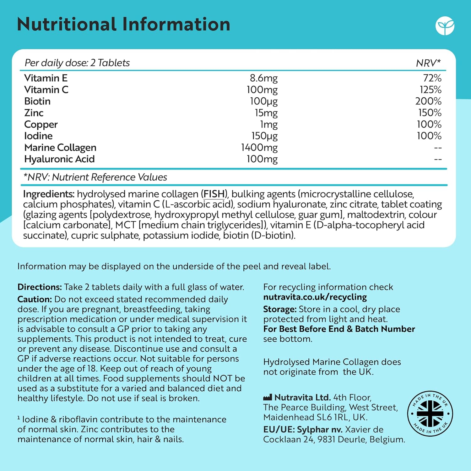 Nutravita Marine Collagen 1400mg | 120 Tablets - Image 2