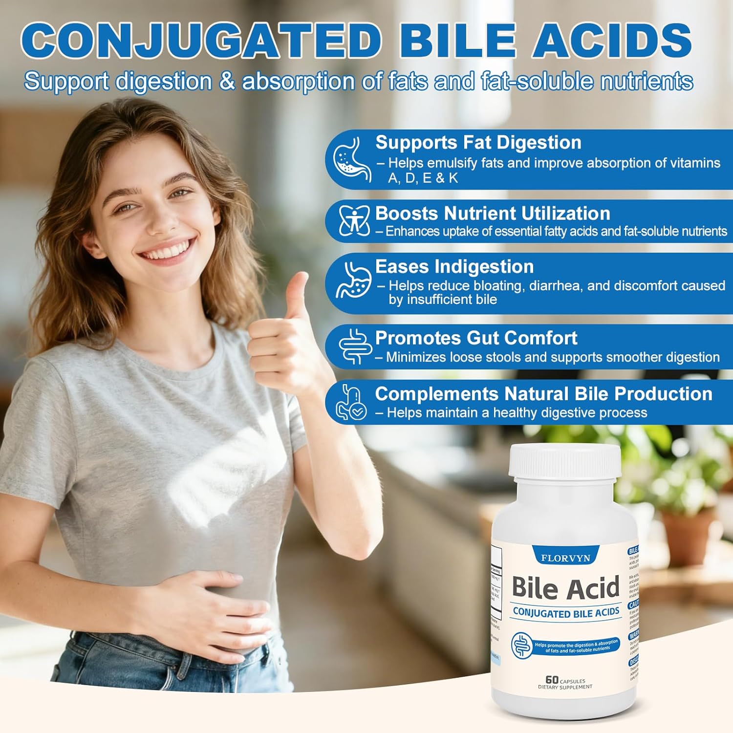 Florvyn Conjugated Bile Acid 1000mg | 60 Capsules - Image 3