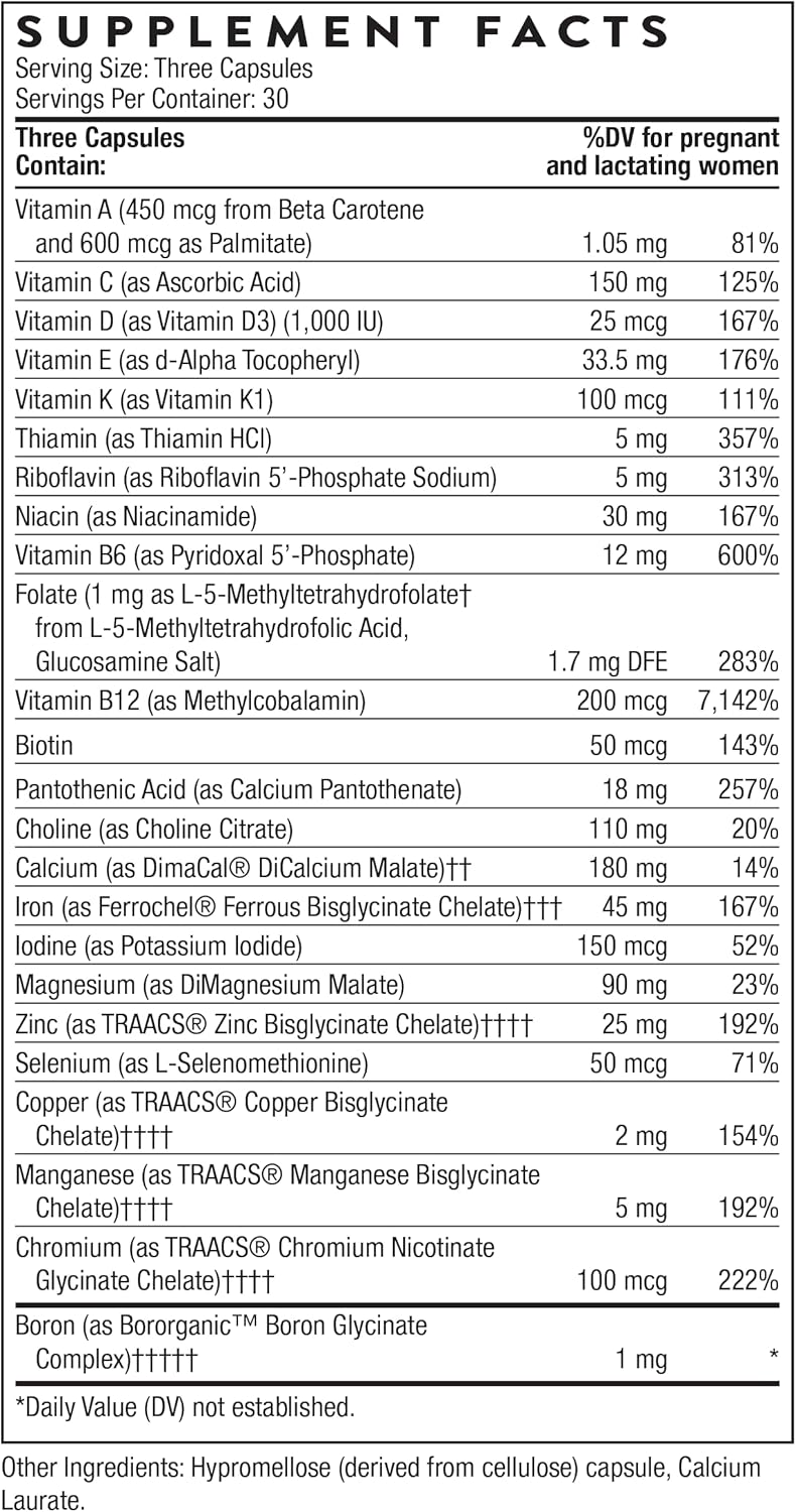 Thorne Basic Prenatal | Clinical Maternal Support | 90 Capsules - Image 2