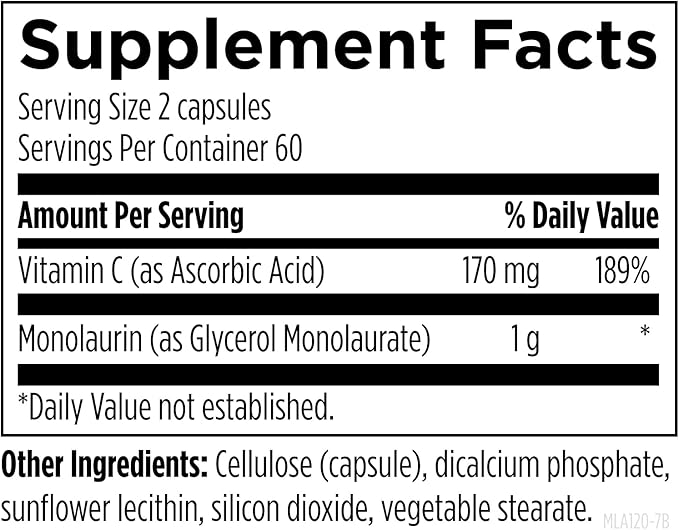 Designs for Health Monolaurin-Avail | 120 Capsules - Image 2