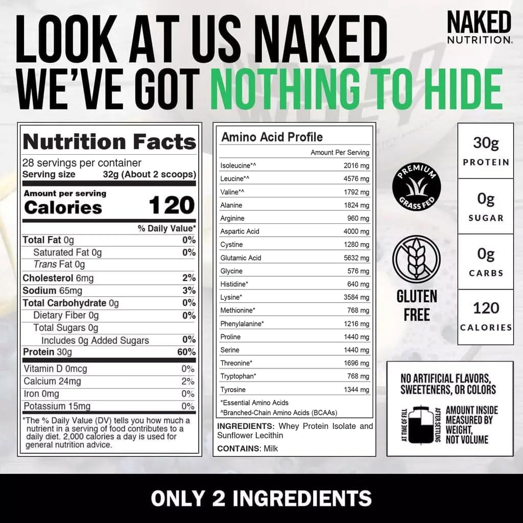 NAKED Whey Isolate Protein | 30g Grass-Fed Protein | 28 Servings - Image 2