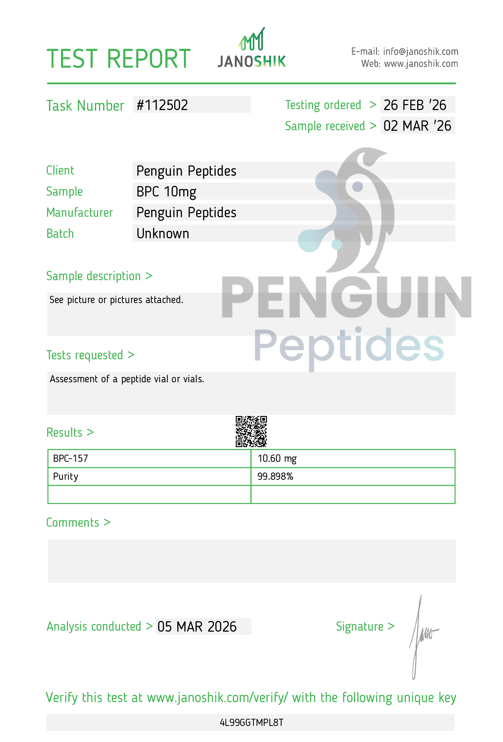 Penguin Peptides BPC 157 (10mg) | High-Purity Peptide - Image 2