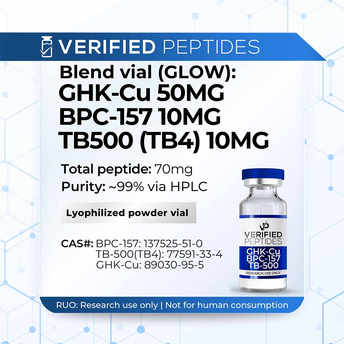 Verified peptides | GHK-Cu BPC-157 TB-500 Peptide Blend (GLOW)