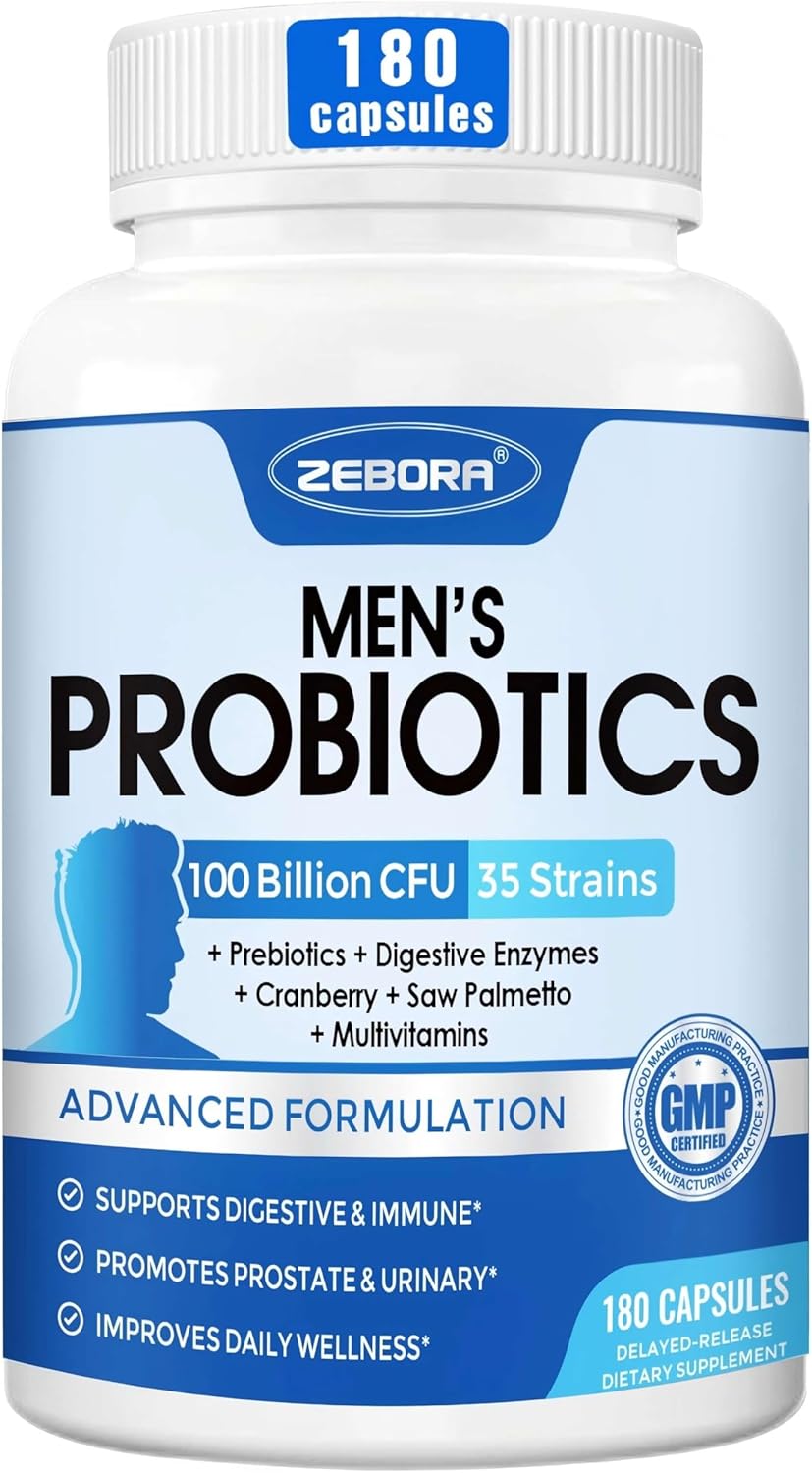 ZEBORA Men's probiotics gut health 100 Billion CFU | 180 Capsules