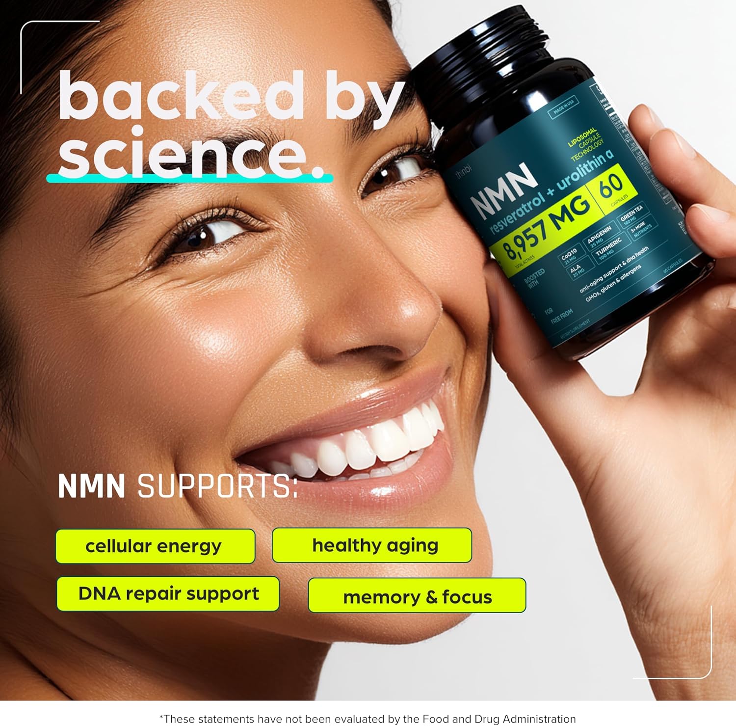 NMN Supplement with Real NAD+ Not Just a Booster | Urolithin A, Resveratrol, CoQ10, Alpha Lipoic Acid, Green Tea Extract | Cellular Longevity & Energy Support for Men & Women - Image 2