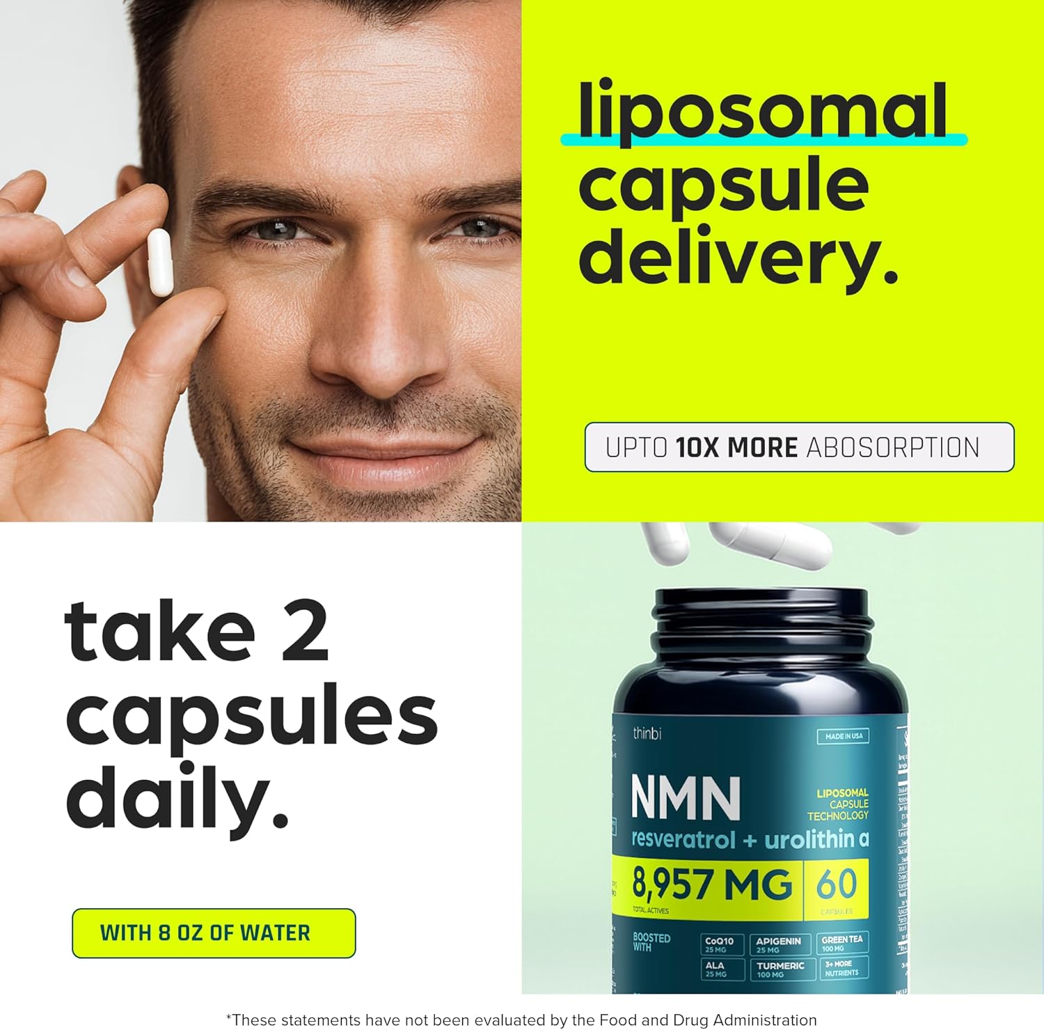 NMN Supplement with Real NAD+ Not Just a Booster | Urolithin A, Resveratrol, CoQ10, Alpha Lipoic Acid, Green Tea Extract | Cellular Longevity & Energy Support for Men & Women - Image 4