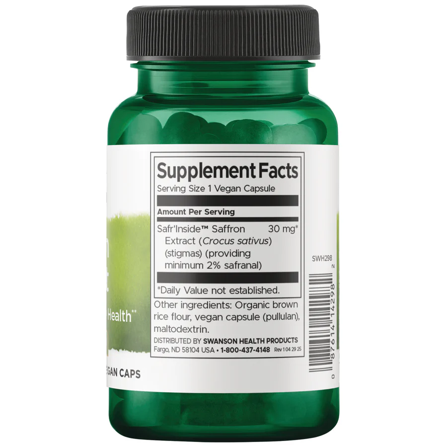 SWANSON SAFFRON EXTRACT 30 MG - 60 VEGAN CAPS - Image 2