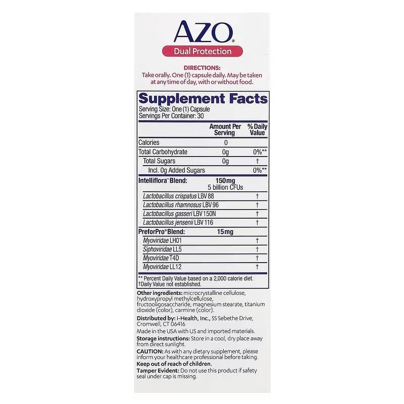 AZO, Dual Protection, Urinary + Vaginal Support, 30 Once Daily Capsules - Image 2