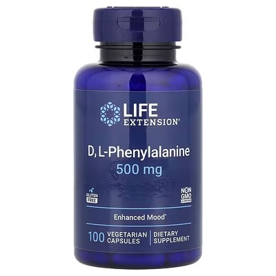 Life Extension, D, L-Phenylalanine, 500 mg, 100 Vegetarian Capsules